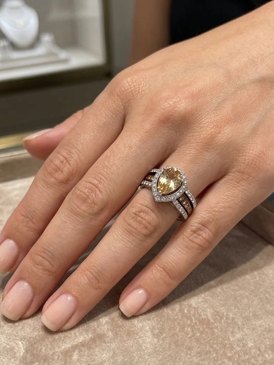 Jewelry - Two Toned Stainless Steel 2.08 Ct Pear Cut Champagne Zirconia
ARTK2961-10